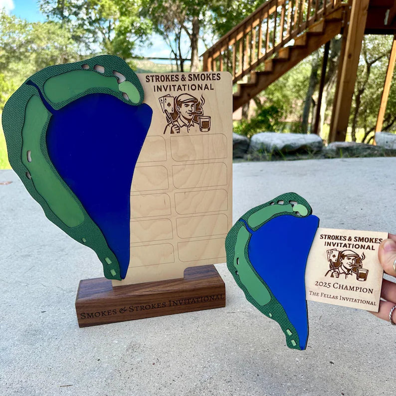 Magnetic Golf Tournament Trophies, Custom Pick the Hole! Yearly Travel Award + Fridge Minis for Yearly Winners