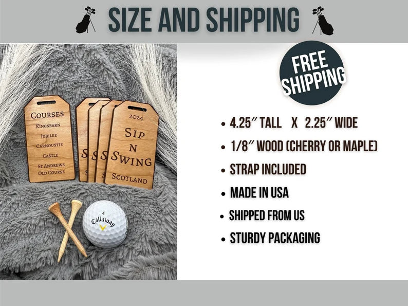 Custom Wood Golf Bag Tag