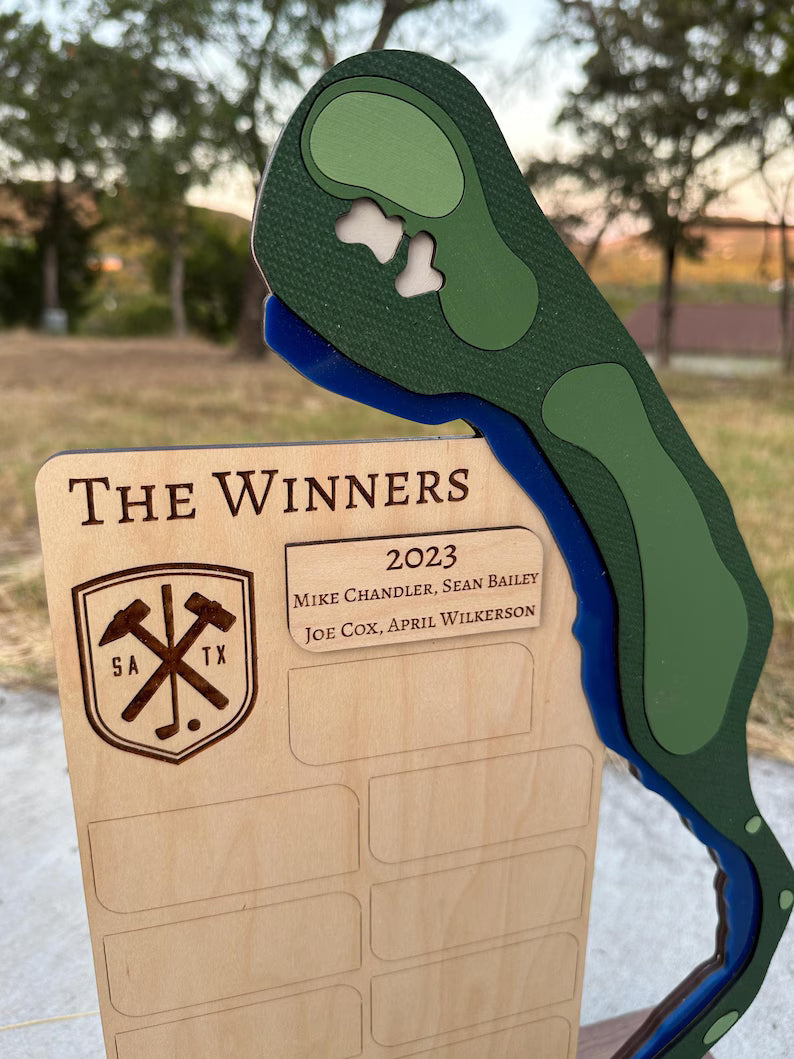 Custom Golf Tournament Trophy, Annual Trips, Replicated Golf Hole with your Logo!