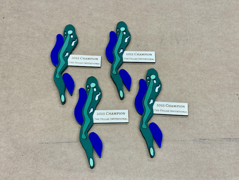 Magnetic Golf Tournament Trophies, Custom Pick the Hole! Yearly Travel Award + Fridge Minis for Yearly Winners